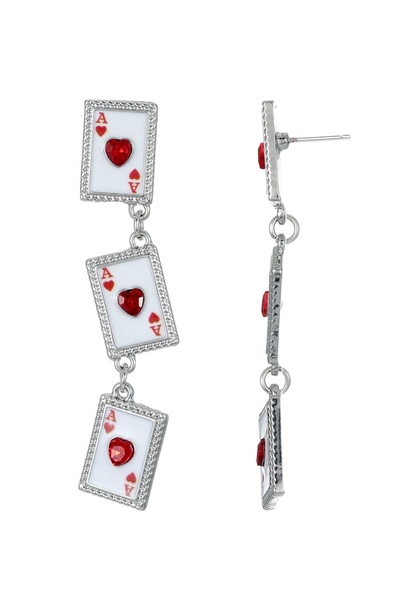 Valentine's Day Playing Cards Earrings, 1 Pair