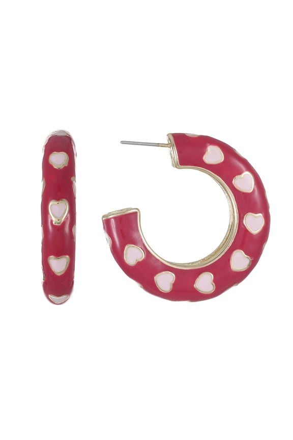 Valentine's Day Red Hoop Earrings, 1 Pair