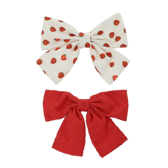Way to Celebrate Valentine's Day Red Patterns Hair Bows, 2 Piece