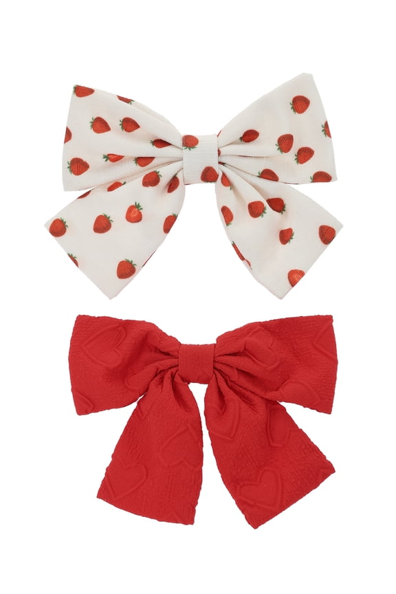 Valentine's Day Red Patterns Hair Bows, 2 Piece