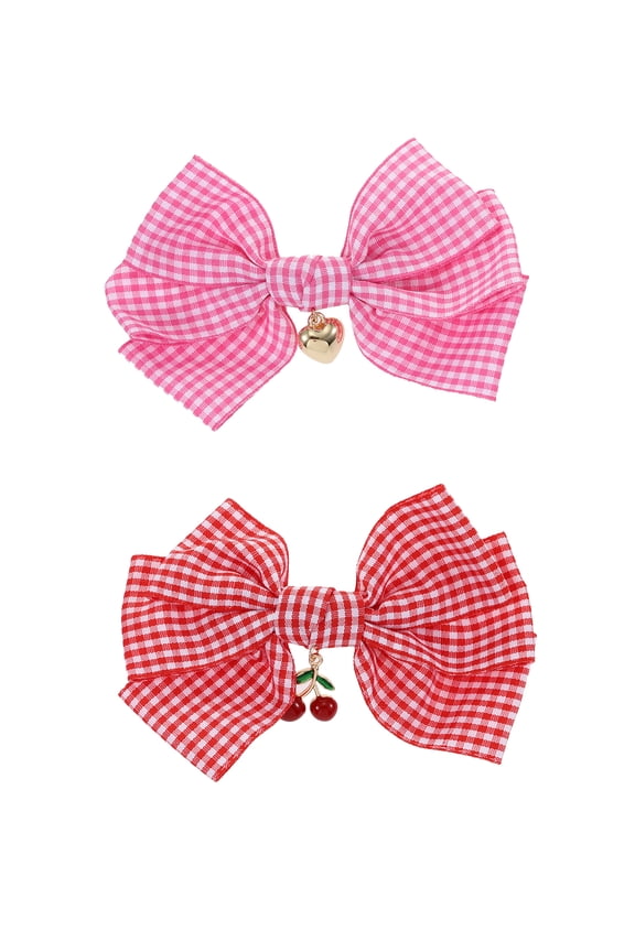 Valentine's Day Red and Pink Hair Bows, 2 Piece