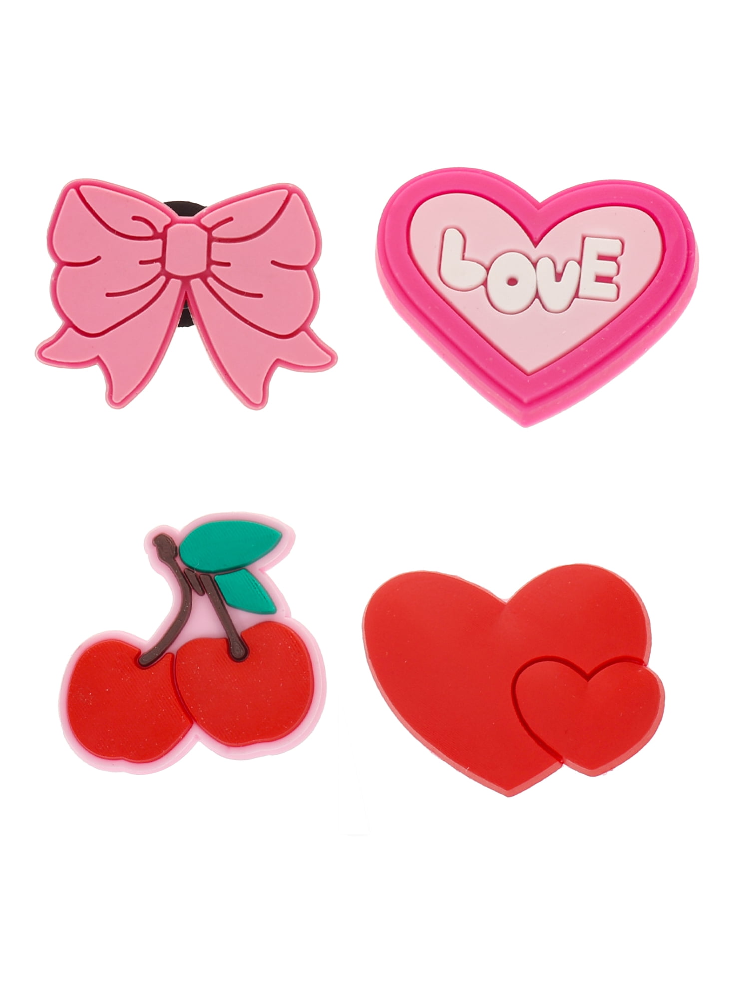 Valentine's Day Themed Silicone Shoe Charms, 4 Pieces, Multi Color
