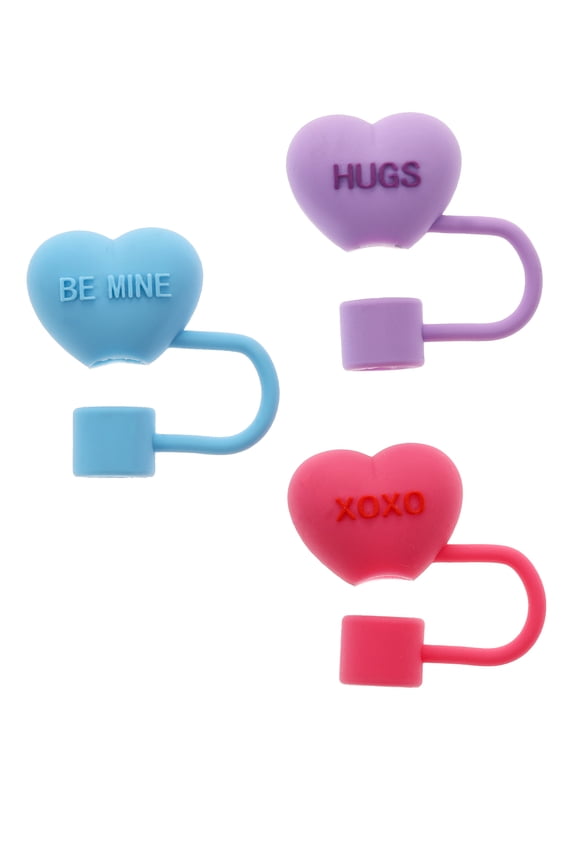 Valentine's Day Themed Straw Toppers, 3 Pieces