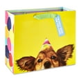 Party Pup Yellow Paper Gift Bag, 12" x 10", by Way To Celebrate