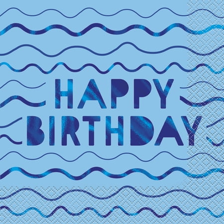 Way to Celebrate! Waves & Sharks Birthday Paper Luncheon Napkins, 6.5in, 16ct