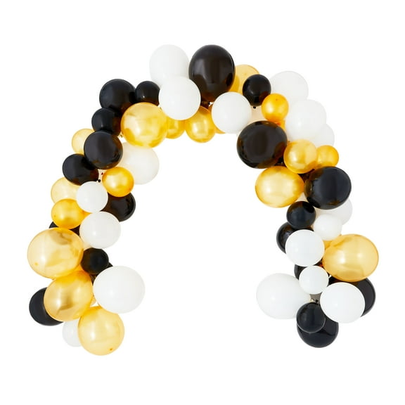 Black/White/Gold Balloon Garland, 76 Pieces, by Way To Celebrate