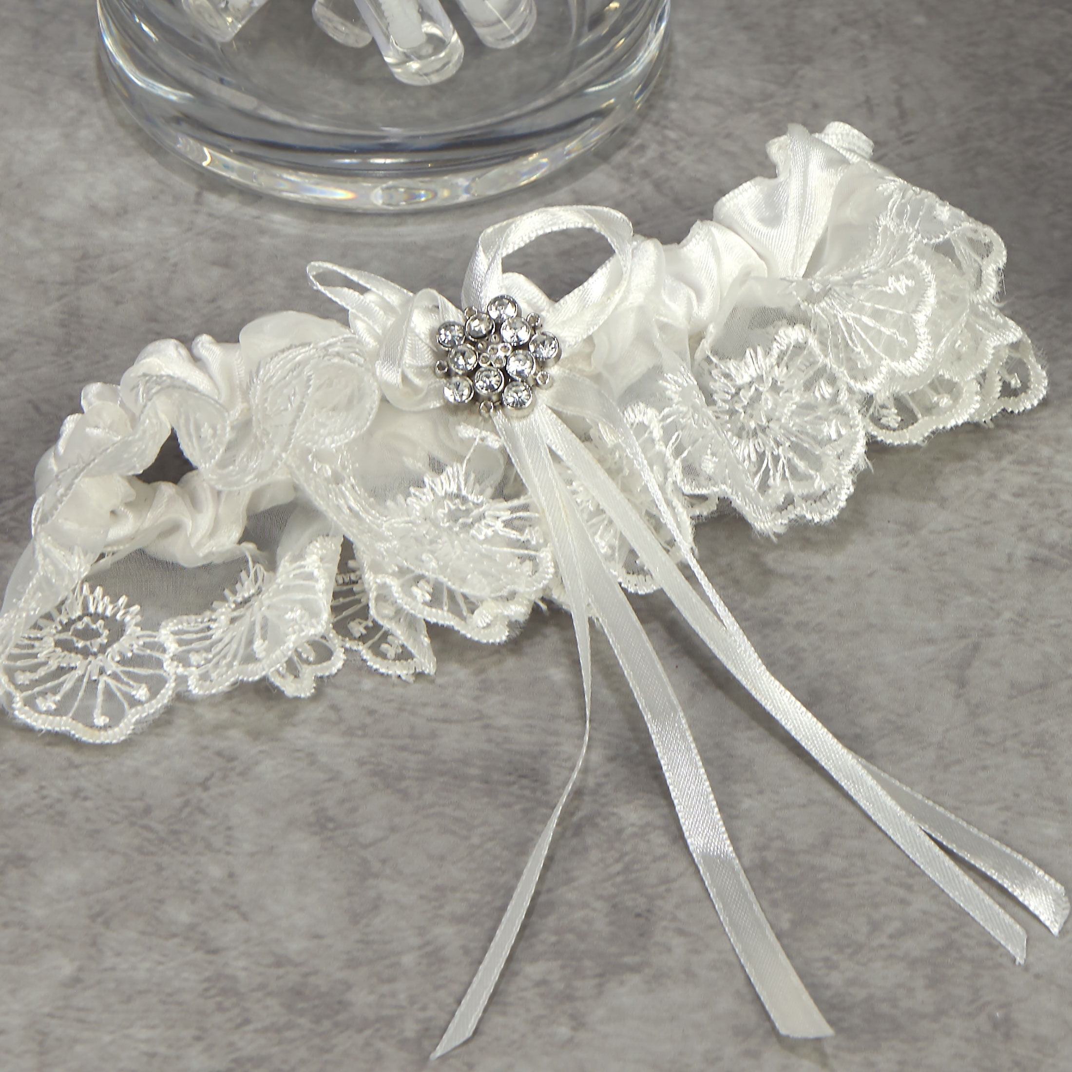 Way to Celebrate White Chiffon Garter, Elastic Band, One Size Fits All ...