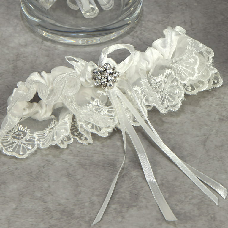 Way to Celebrate White Chiffon Garter, Elastic Band, One Size Fits All