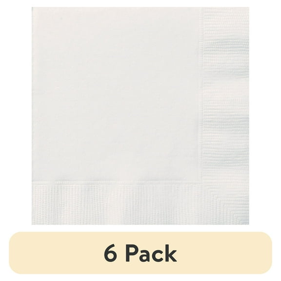 (6 pack) 6.5" x 6.5" Disposable White Paper Napkins, 24 Count, by Way To Celebrate