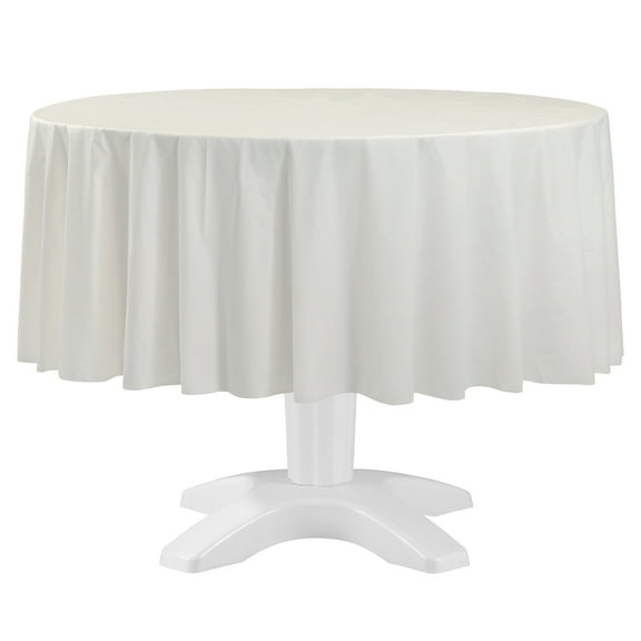 Way to Celebrate! White Plastic Round Tablecloths, 84in, 2ct