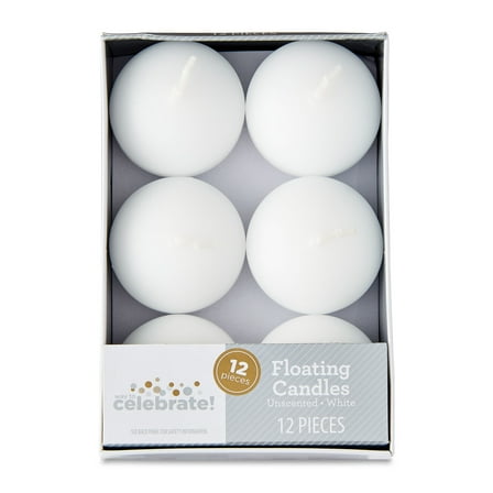 Floating Candles, Unscented, White, 12 Count, by Way To Celebrate