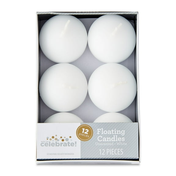 Floating Candles, Unscented, White, 12 Count, by Way To Celebrate