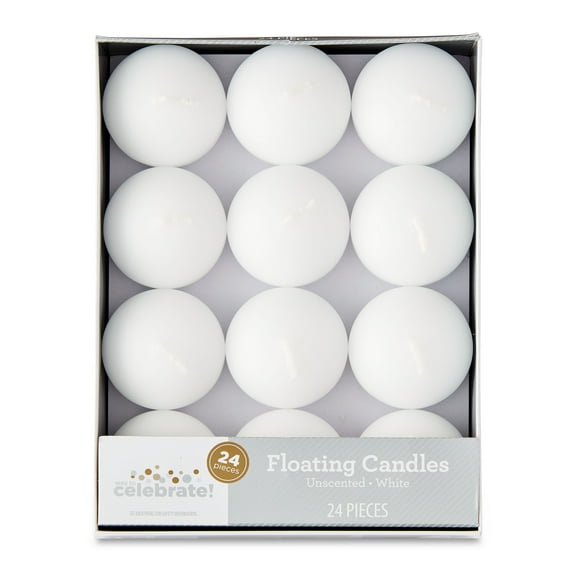 Floating Candles, Unscented, White, 24 Count, by Way To Celebrate