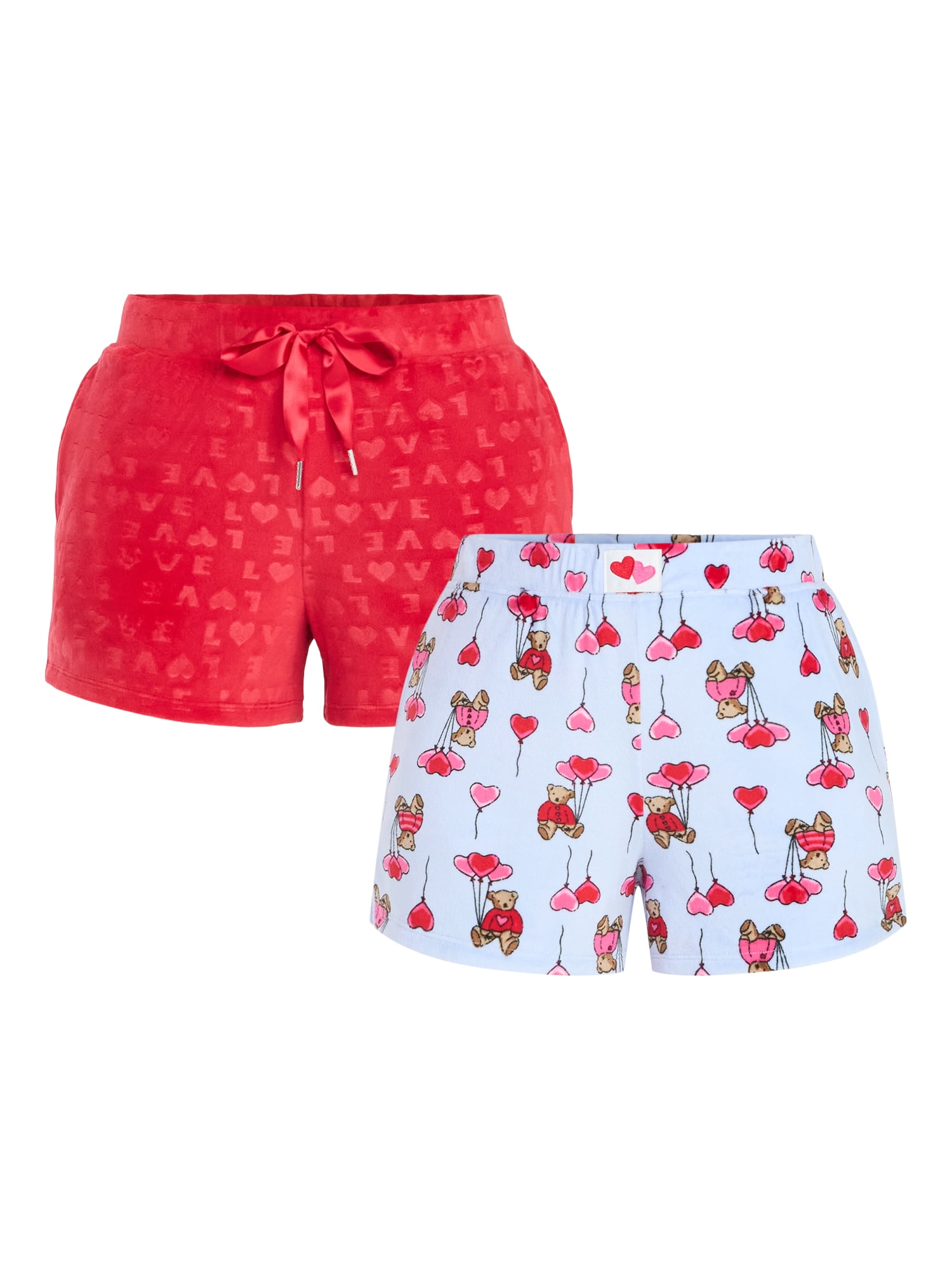 Valentine's Day Women's Sleep Shorts from Way to Celebrate, 2-Pack, Sizes XS-3X