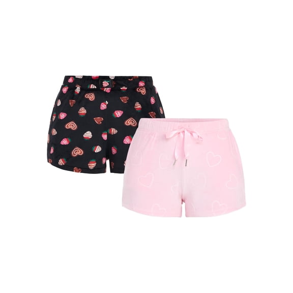 Valentine's Day Women's Sleep Shorts from Way to Celebrate, 2-Pack, Sizes XS-3X