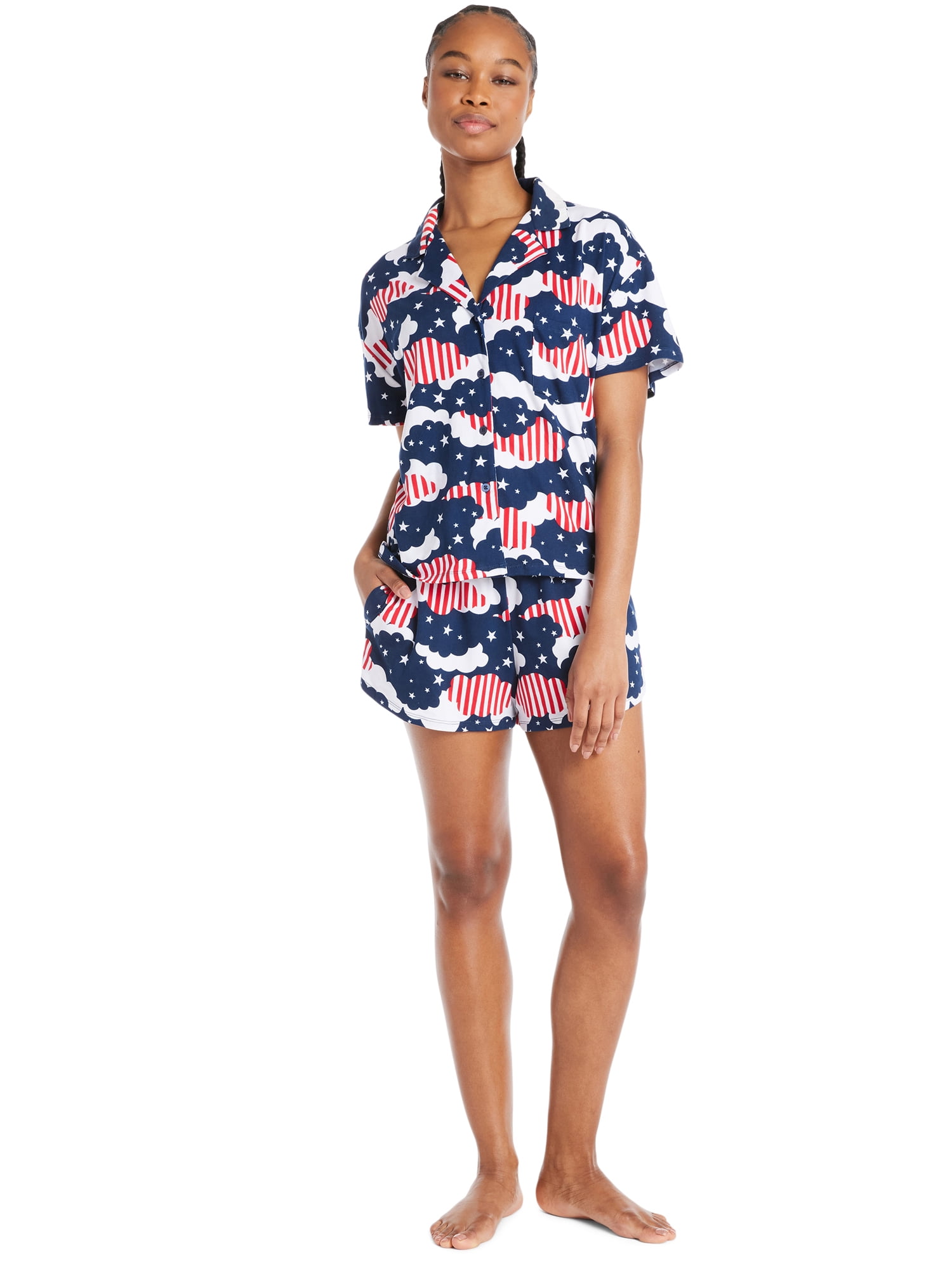 Way to Celebrate Women’s Americana Shorty Pajama Set, 2-Piece, Sizes XS to 3X