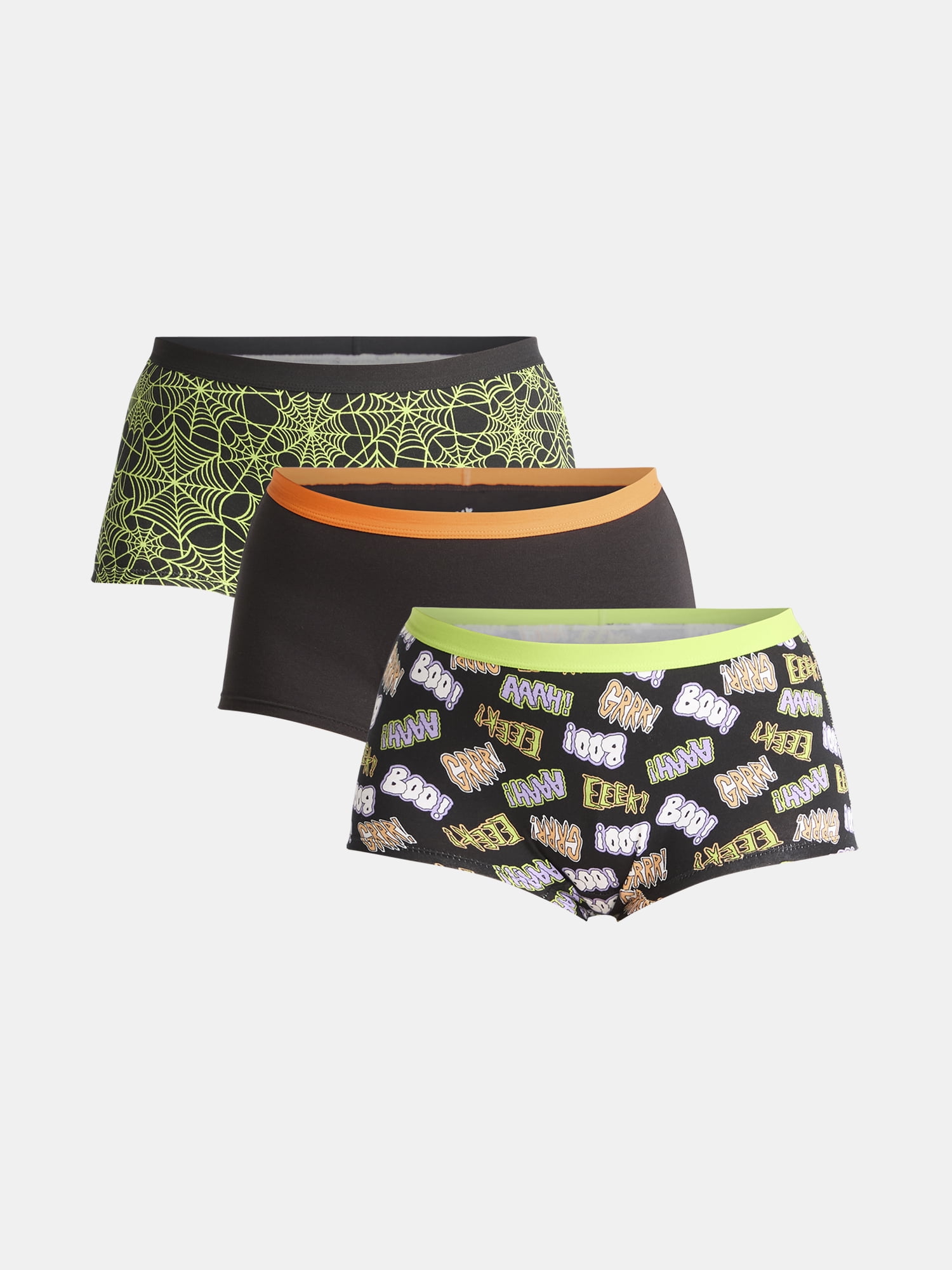 Way to Celebrate Women's Halloween Boyshort Panties, 3-Pack, Sizes S-XXL