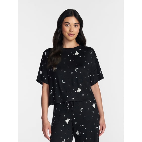 Way to Celebrate Women's Hacci Knit Short Sleeve Sleep Top, Sizes XS to 3X