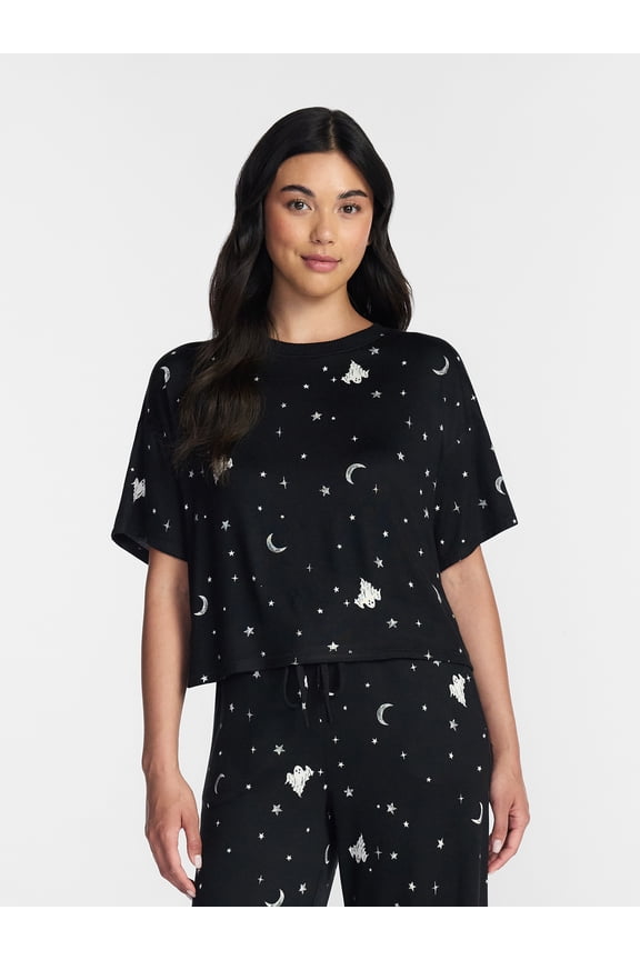 Women's Hacci Knit Short Sleeve Sleep Top, Sizes XS to 3X