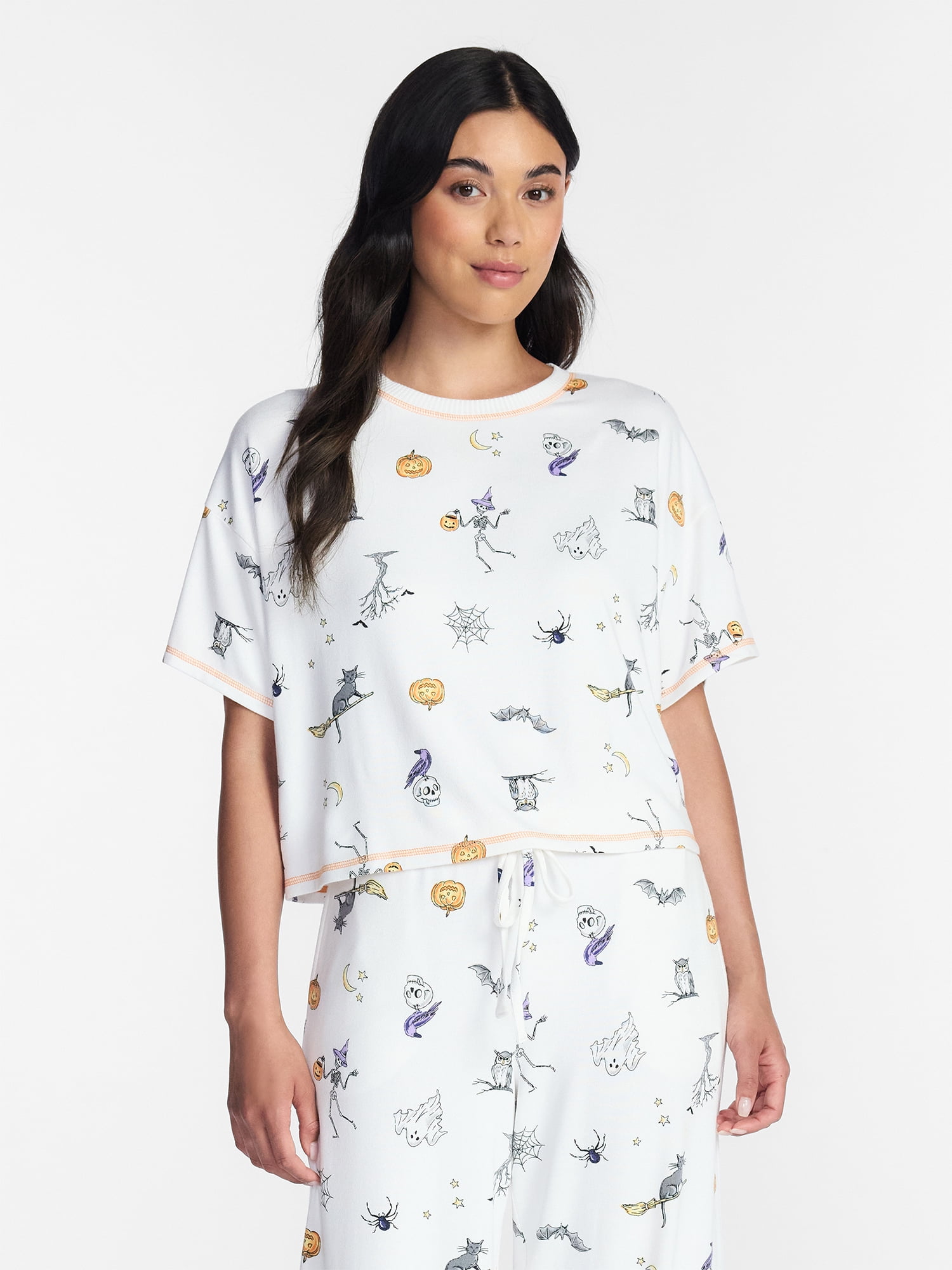 Way to Celebrate Women's Hacci Knit Short Sleeve Sleep Top, Sizes XS to 3X