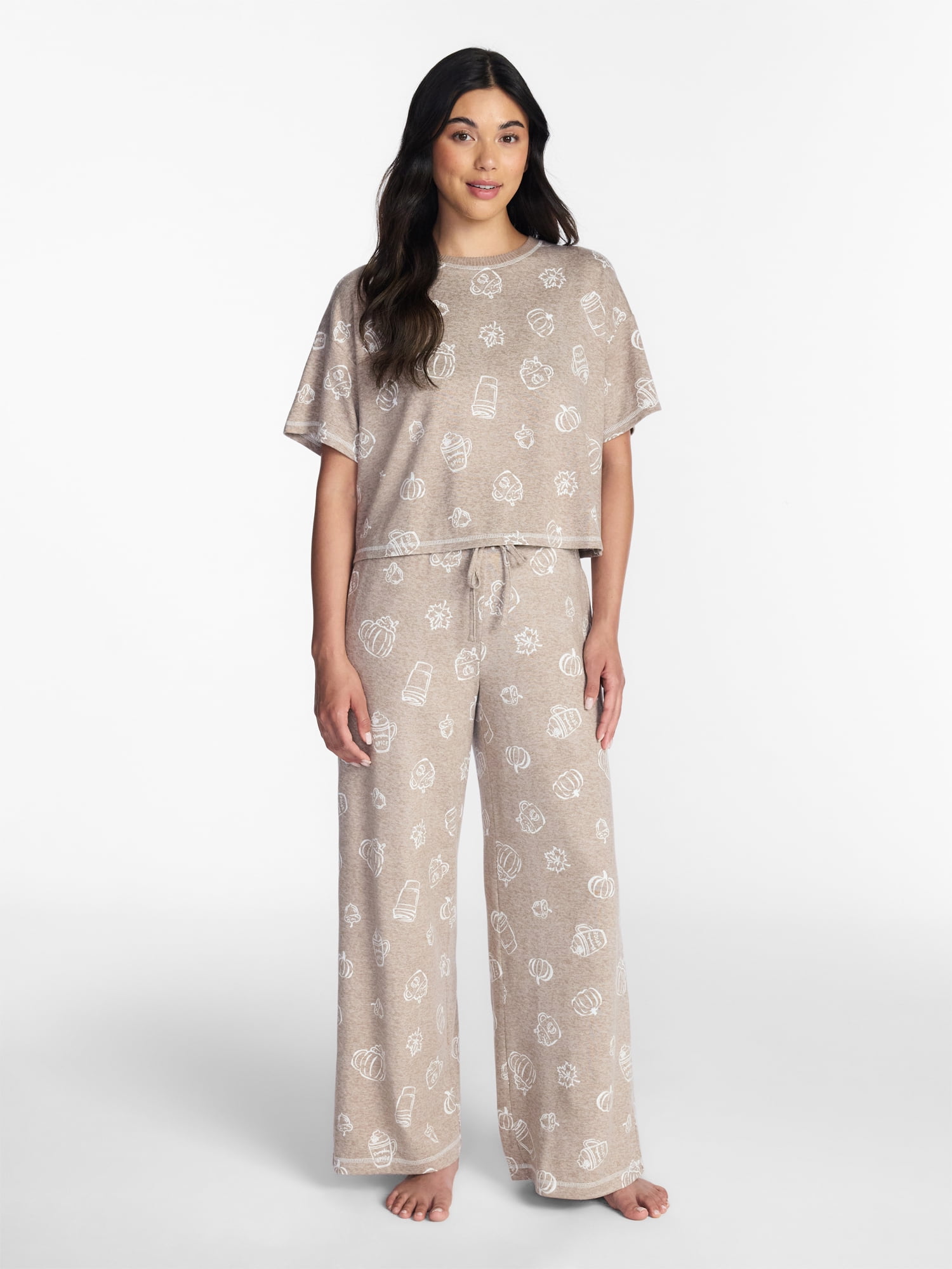Halloween and Fall Women's Hacci Knit Sleep Top with Short Sleeves from Way to Celebrate, Sizes XS-3X