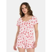 Valentine's Day Women's Knit Henley Top and Shorts Pajama Set from Way to Celebrate, 2-Piece, Sizes XS-3X