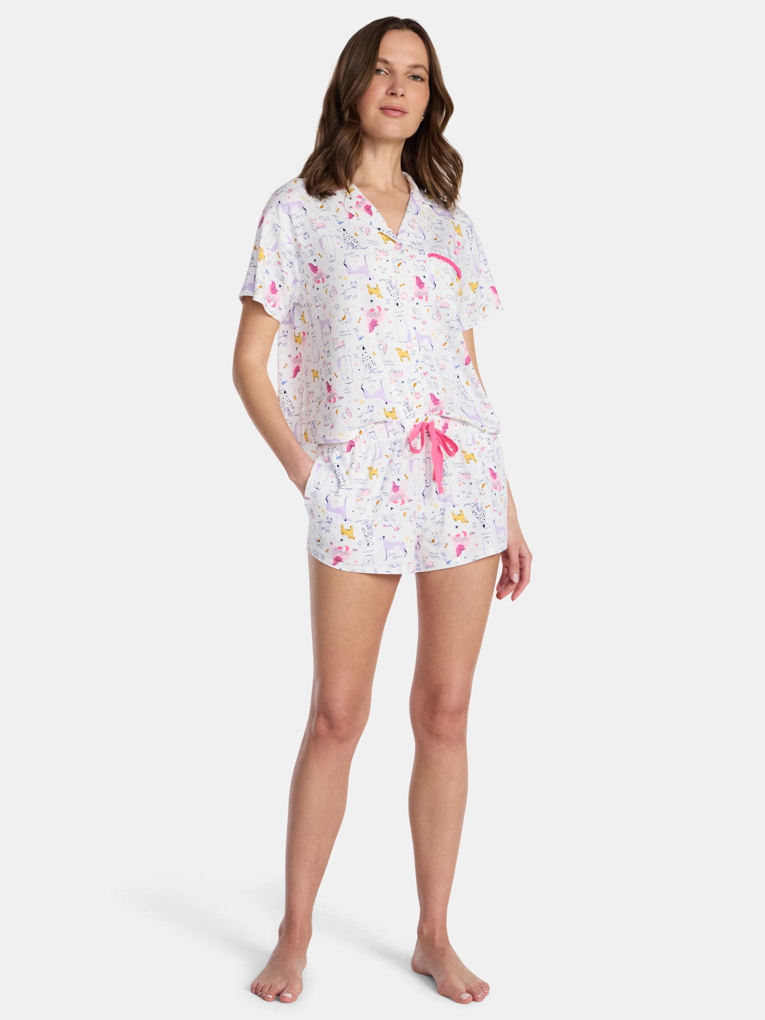 Way to Celebrate Women's Shorty Notch Dog Mom Pajama Set, 2-Piece, Sizes XS-3X