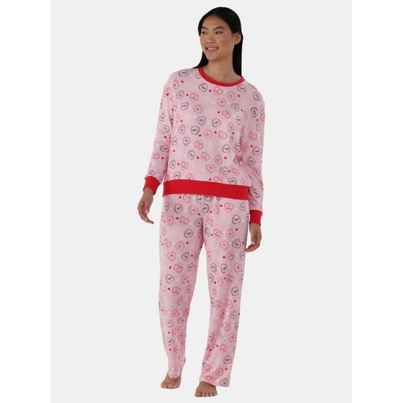 Way to Celebrate Women's Lounge Top and Pants Pajama Set, 2-Piece, Sizes XS-3X