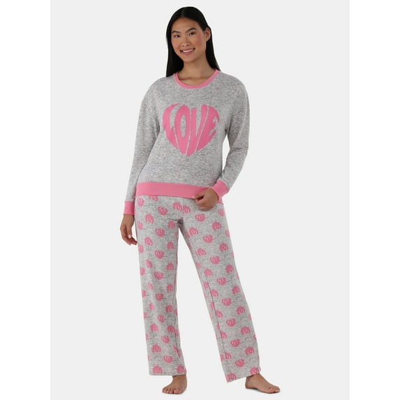 Way to Celebrate Women's Lounge Top and Pants Pajama Set, 2-Piece, Sizes XS-3X