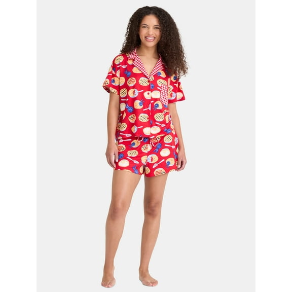 Way to Celebrate Women's Lunar New Year Print Notch Collar Top and Shorts Pajama Set, 2-Piece, Sizes XS-3X