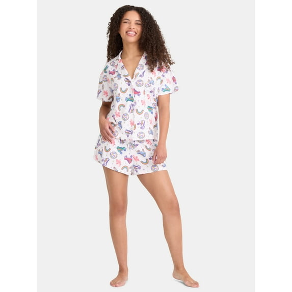 Way to Celebrate Women's Pride Notch Collar Top and Shorts Pajama Set, 2-Piece, Sizes XS-3X