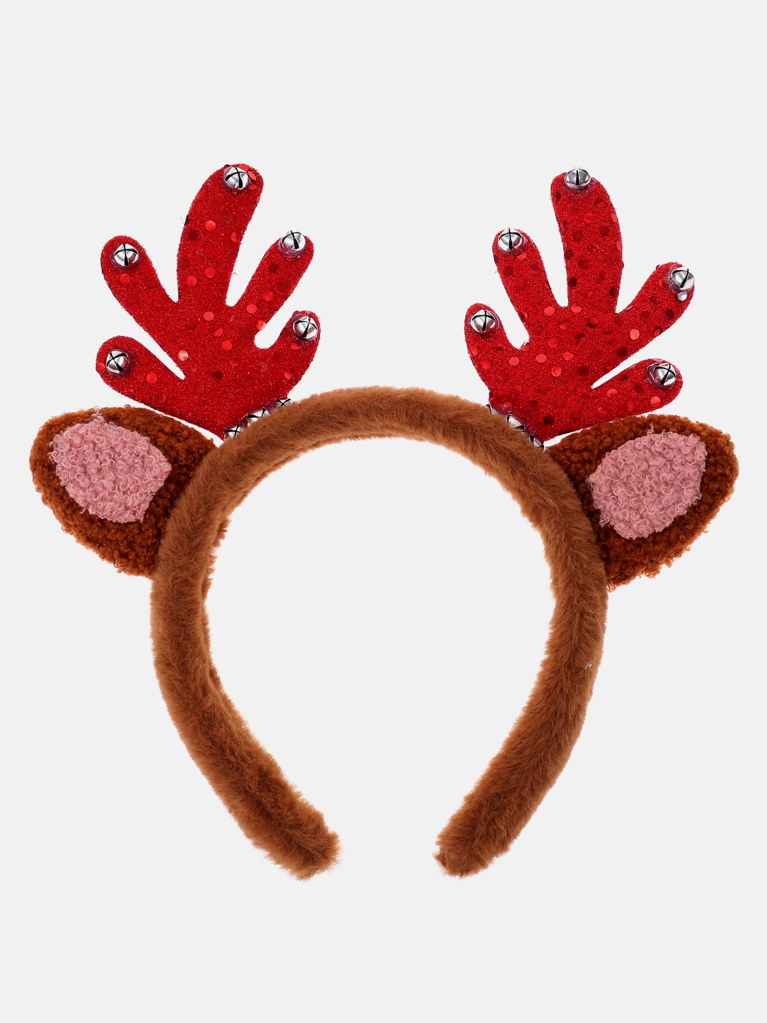 Women's Plush Reindeer Antler Headband from Way to Celebrate, Red/Brown, 1-Piece