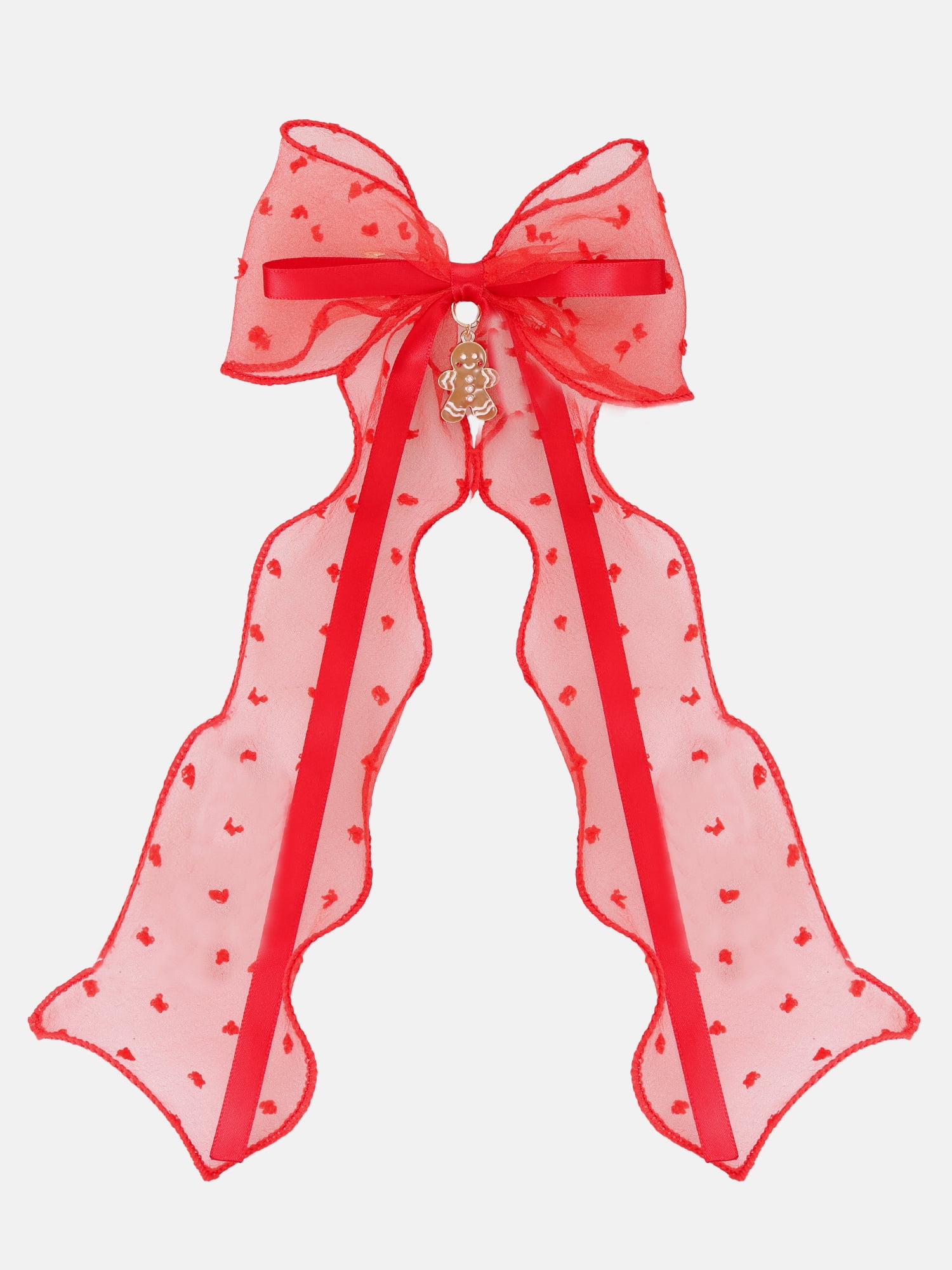 Way to Celebrate Women's Red Charm Ribbon Hair Bow, 1 Piece