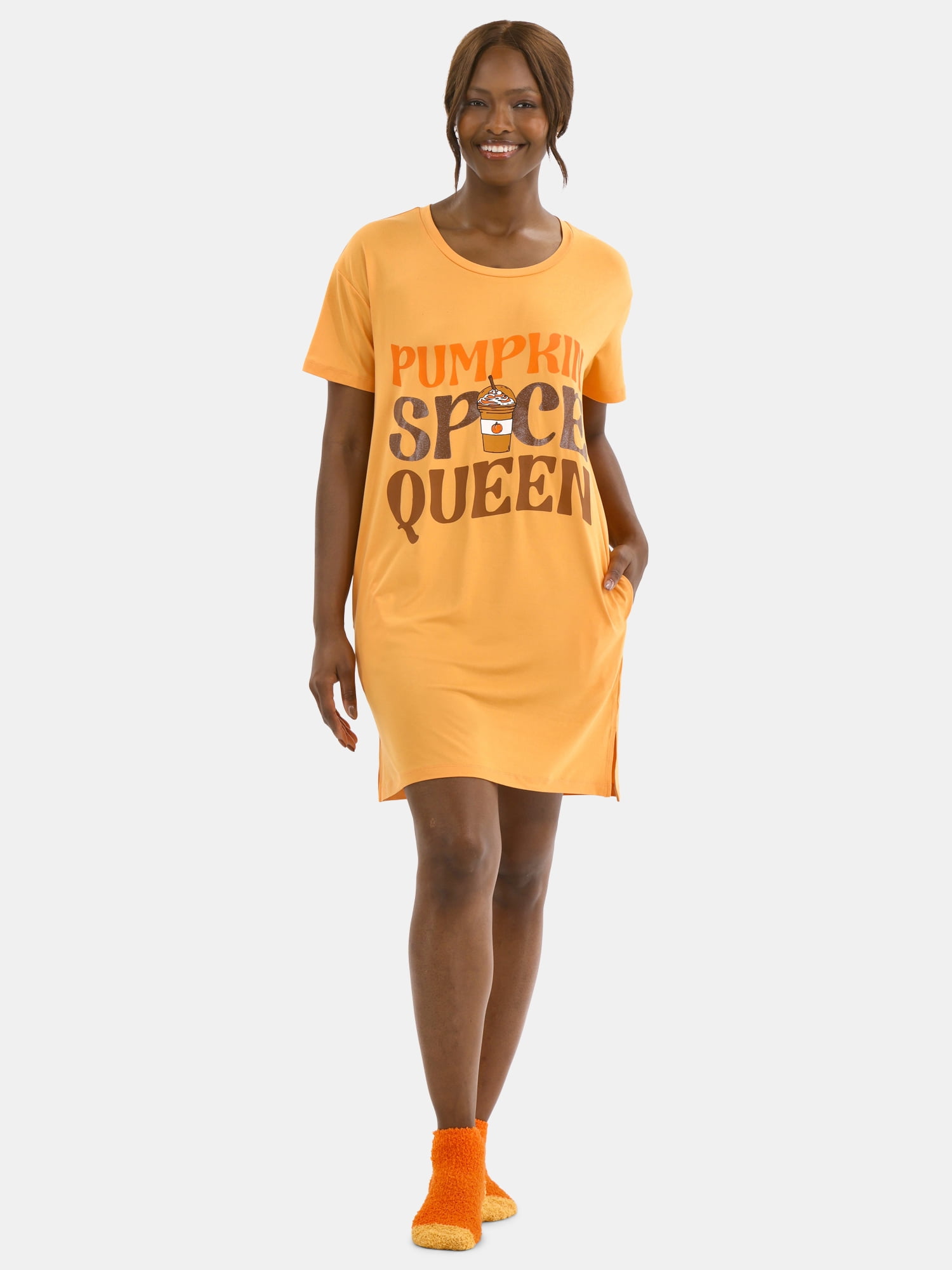 Halloween Women's Printed Sleepshirt Top and Socks Set from Way to Celebrate, 2-Piece, Sizes XS-3X