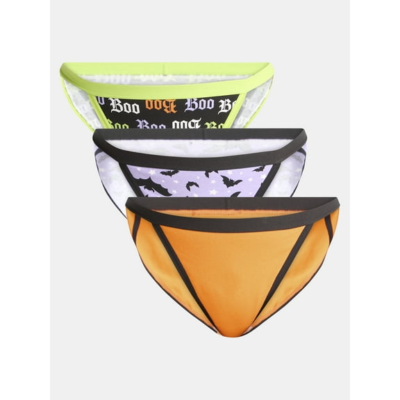 Way to Celebrate Women's Halloween String Bikini Panties, 3-Pack, Sizes S-XXL