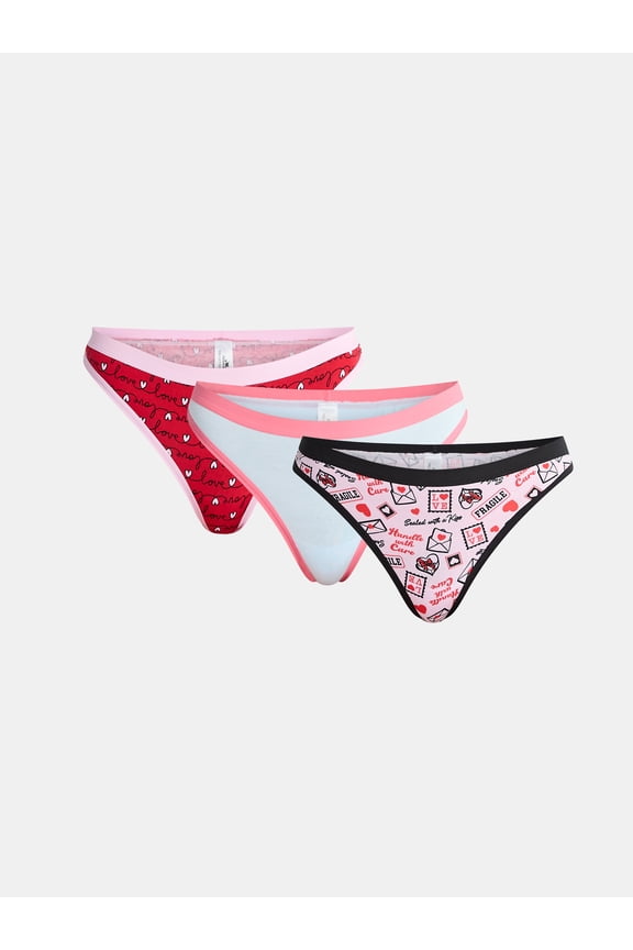 Women's Thong Panties, 3-Pack, Sizes S-XXL