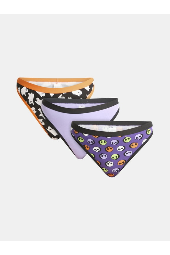 Women's Halloween Thong Panties, 3-Pack, Sizes S-XXL