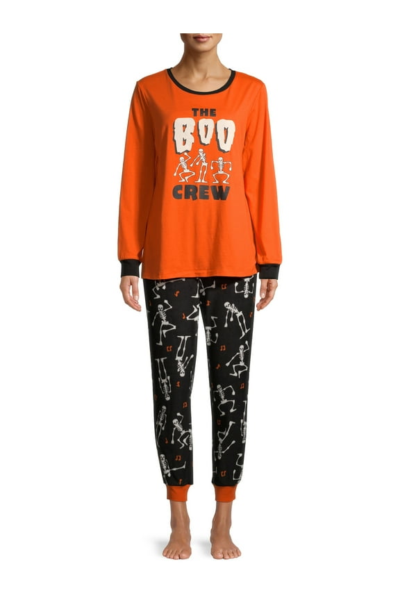 Matching Family Halloween Pajamas Women's and Women's Plus Boo Crew 2-Piece Set