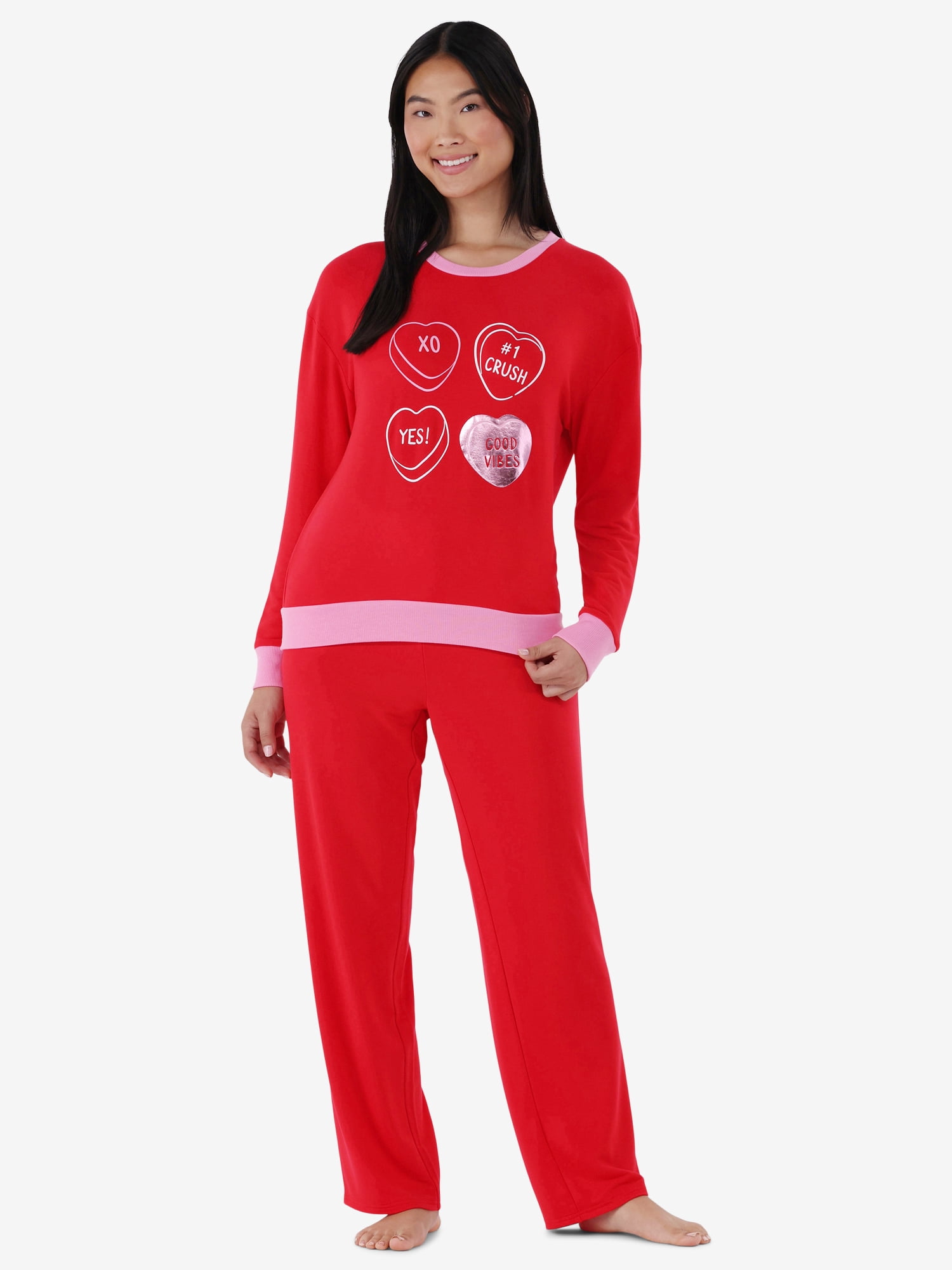 Way to Celebrate Women's Lounge Top and Pants Pajama Set, 2-Piece, Sizes XS-3X
