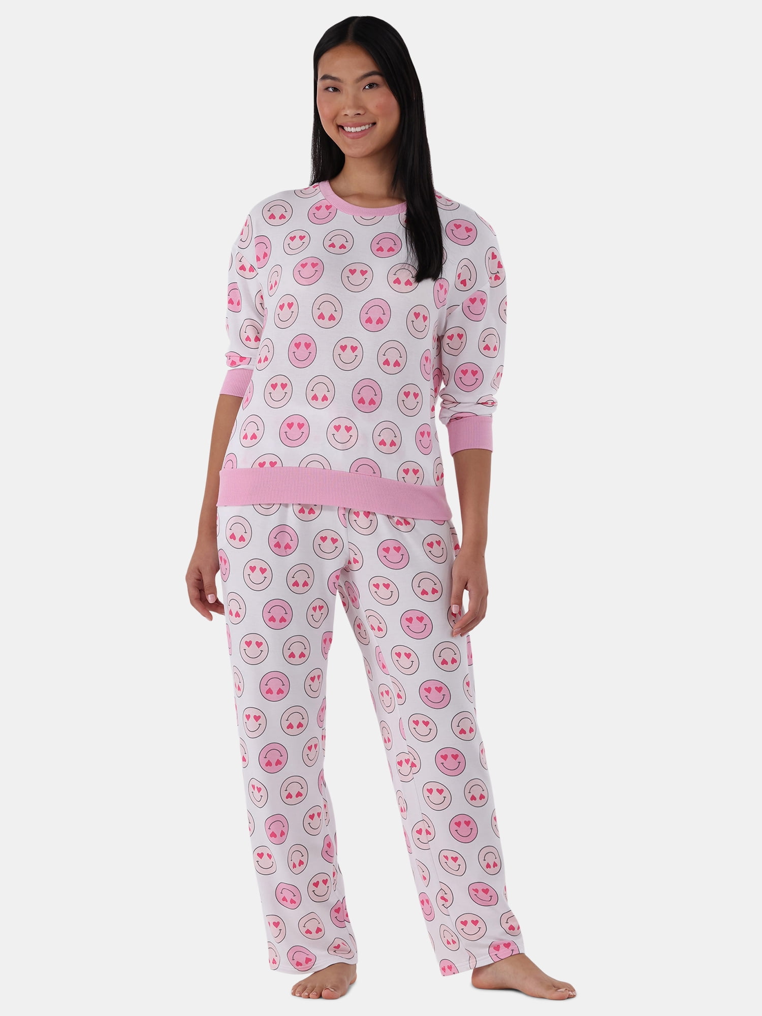 Way to Celebrate Women's Lounge Top and Pants Pajama Set, 2-Piece, Sizes XS-3X