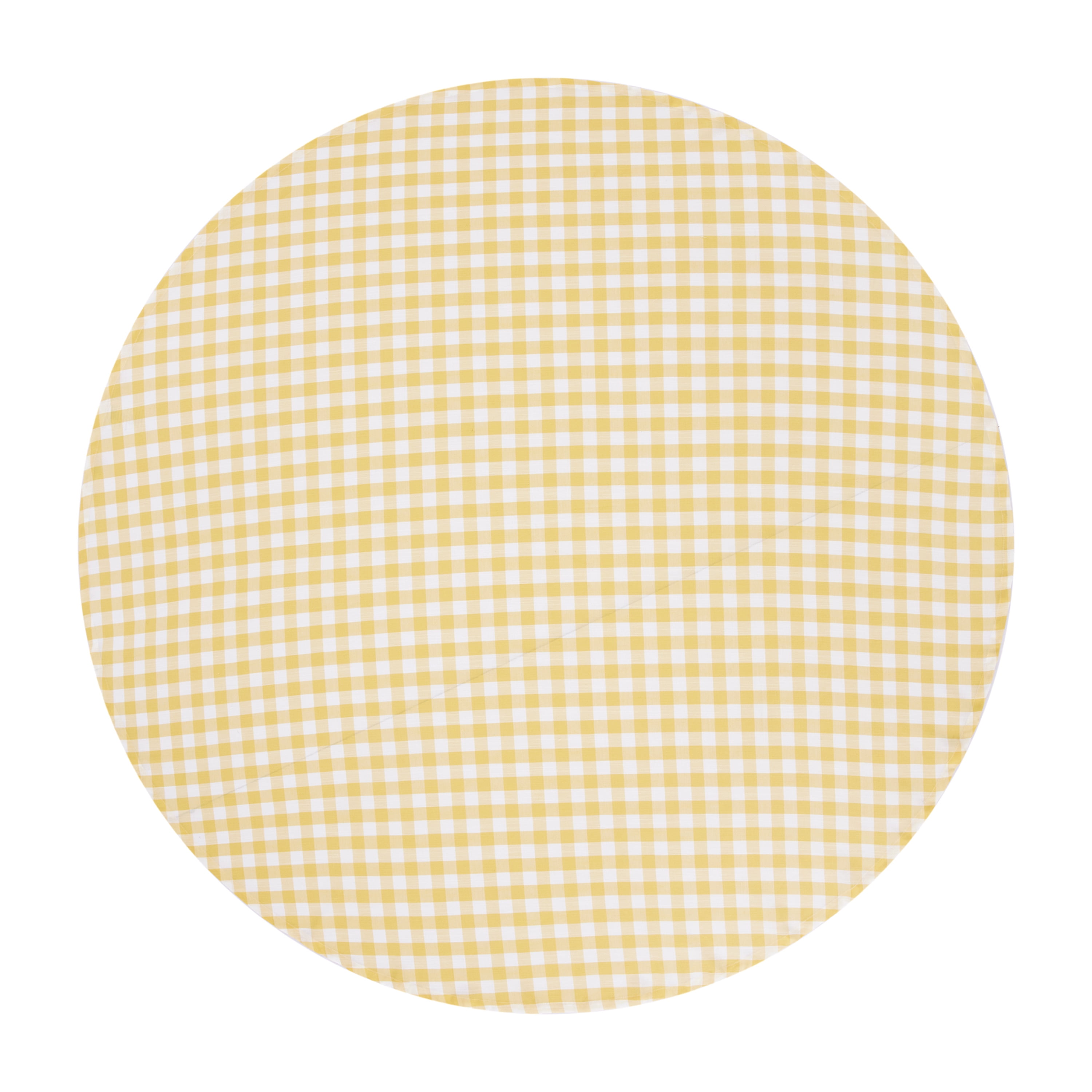 Way to Celebrate Yellow Gingham 70" Round Polyester Tablecloth
