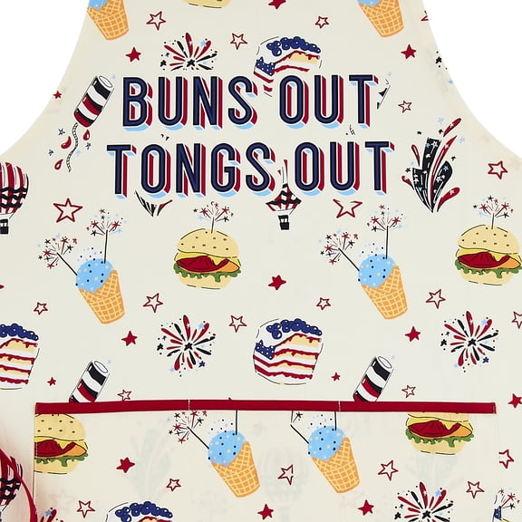 Way To Celebrate Patriotic Grilling Apron - Buns Out Tongs Out - Novelty Toy