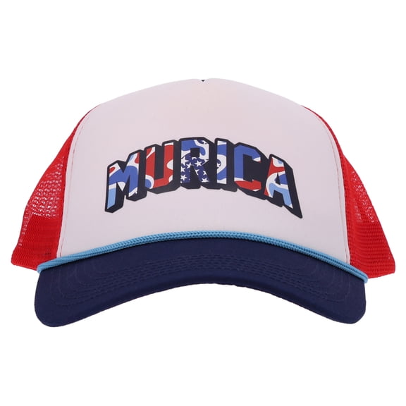Way To Celebrate Patriotic Murica Trucker Hat for Adults, Red/White/Blue, One Size