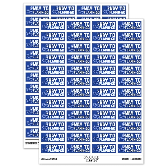 Way to Flamin-go Go Flamingo Teacher Student School Sticker Set - Dark Blue - Matte Finish - 1.25" Mini