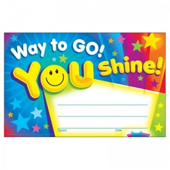 Way to Go! You Shine! Recognition Awards, 30 Per Pack, 12 Packs