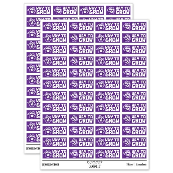 Way to Grow Watering Can Teacher Student School Sticker Set - Purple - Matte Finish - 1.25" Mini