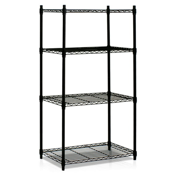 Furinno Wayar Heavy Duty Wire Shelving-Finish:Black,Size:4-Tier