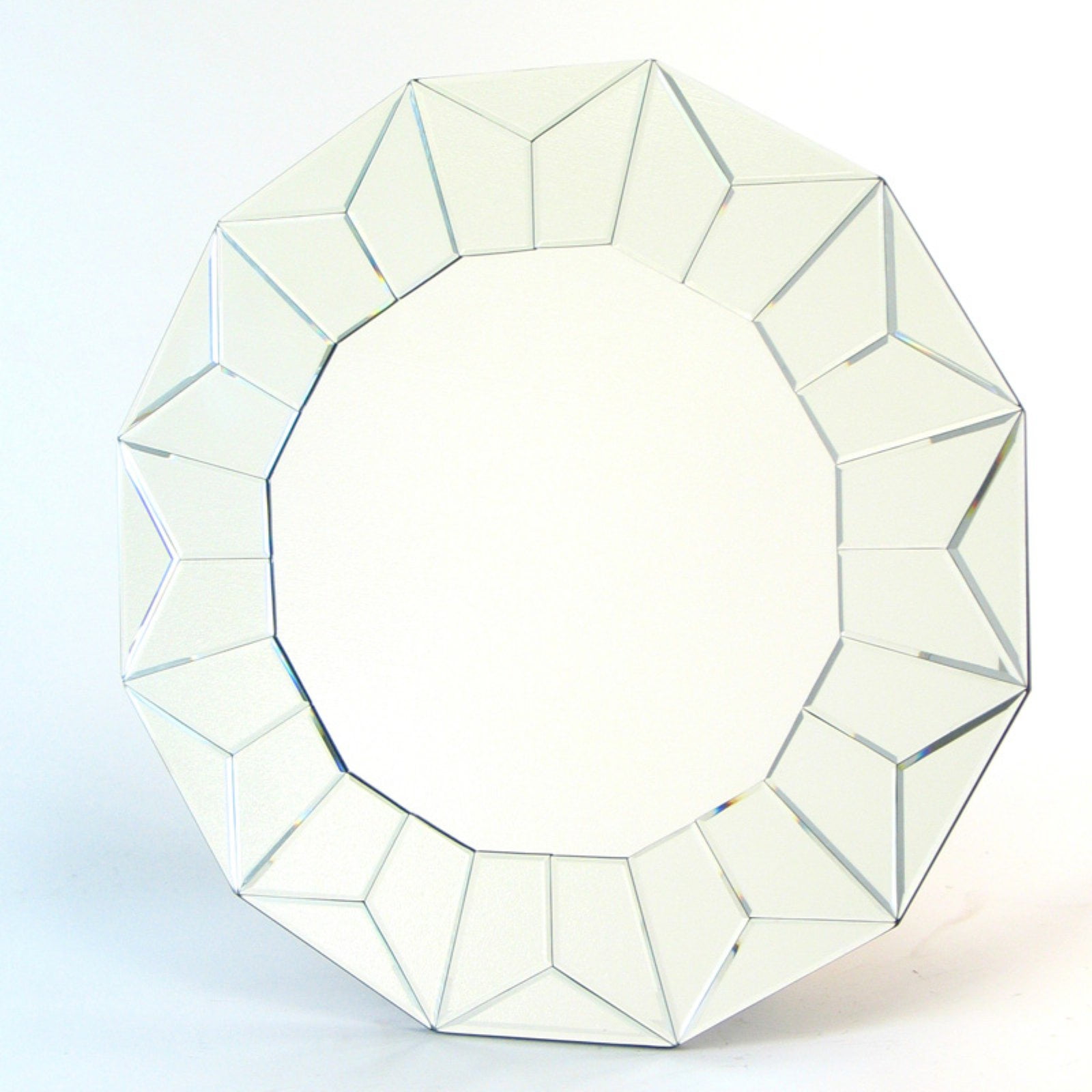Elegant Round Frameless 33" Wall Mirror on Pine Wood