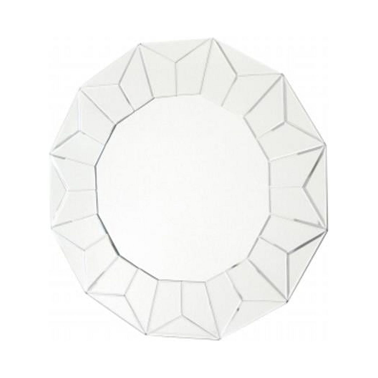 Elegant Round Frameless 33" Wall Mirror on Pine Wood