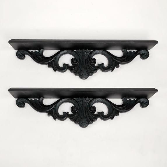 Wayborn Black Cedar Plywood PRETTY WALL SHELF (2 PCs), 24″X4″X6″